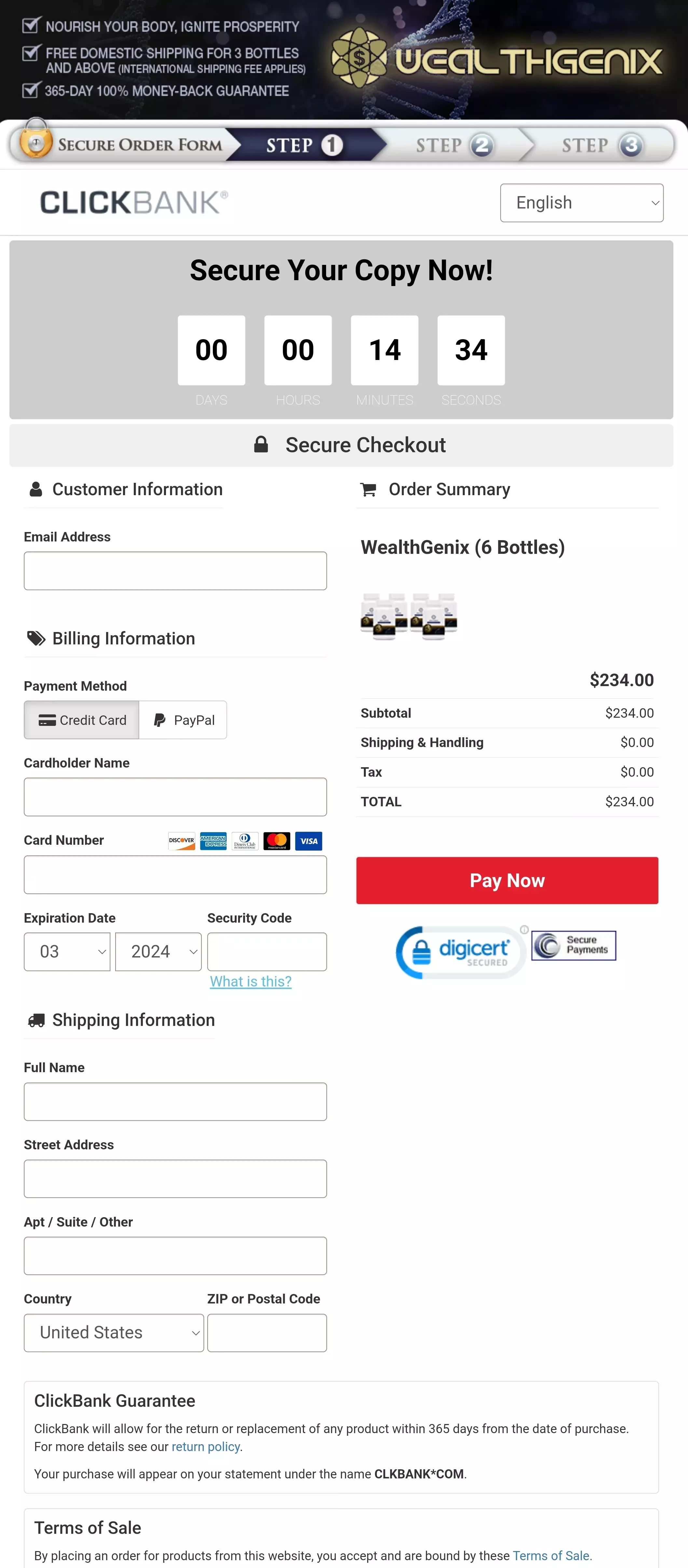 WealthGenix order form